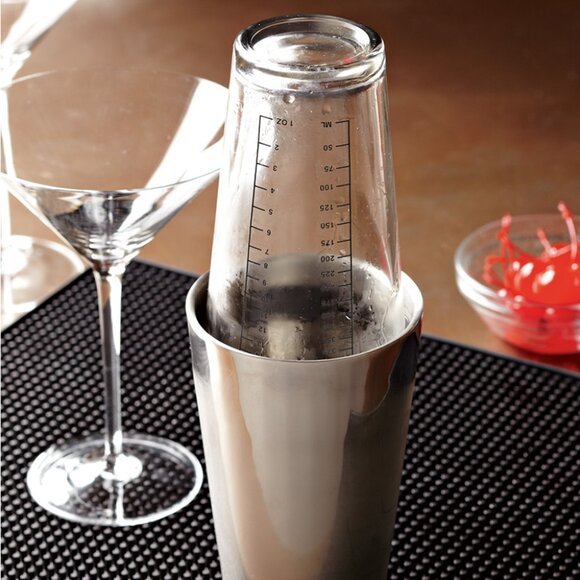 Williams Sonoma Double Walled Boston Cocktail Shaker with OXO Hawthorne Strainer - Picture 3 of 11